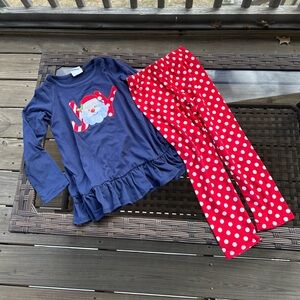 Rare Too Kids Navy and Red Christmas Outfit Size 4T